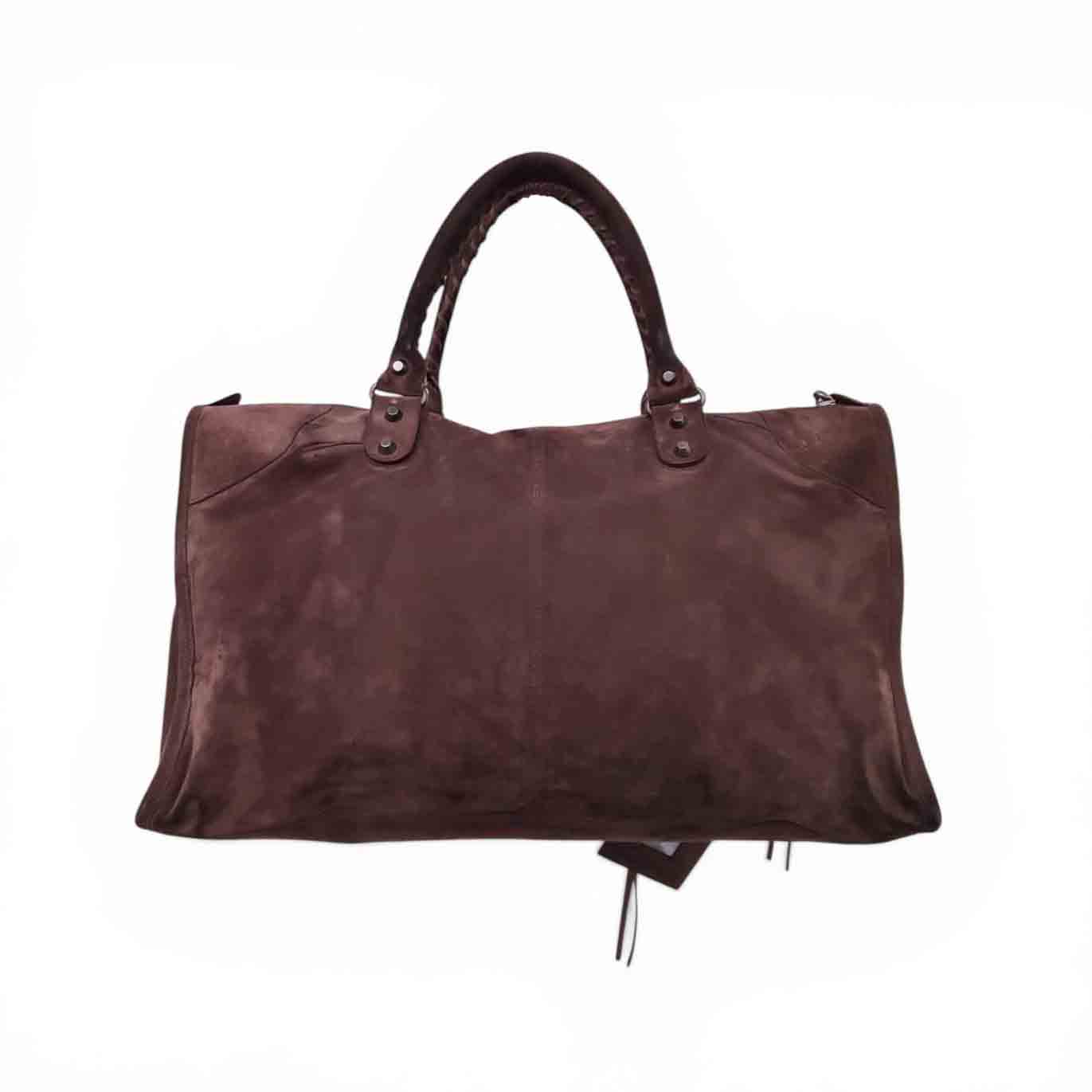 BALENCIAGA BROWN SUEDE CITY BAG