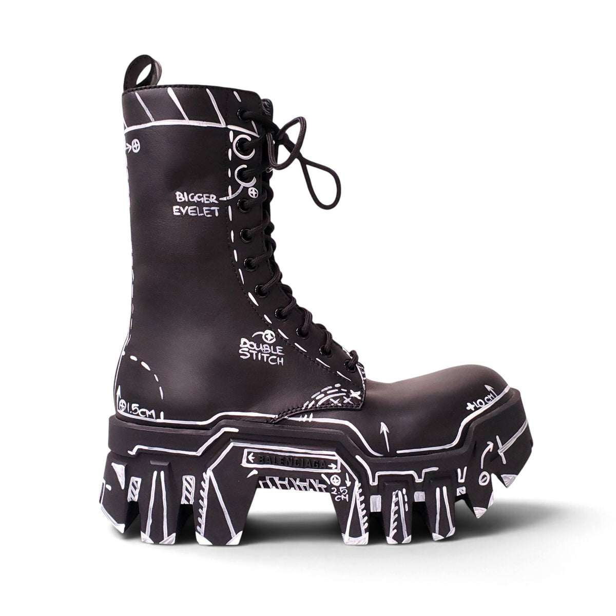 BALENCIAGA BULLDOZER LACE UP LEATHER ANKLE BOOTIES - SIZE 39