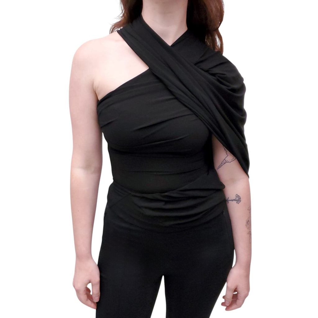 BALENCIAGA CROSSOVER BLACK BLOUSE - SIZE 36