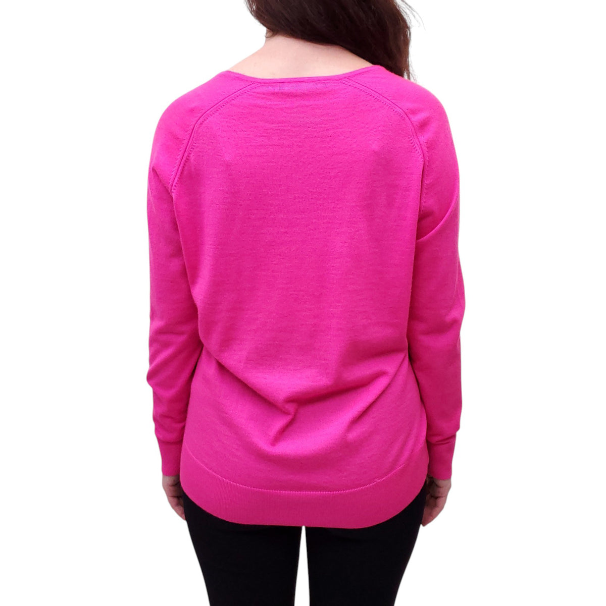 BALENCIAGA FUSCIA PINK V-NECK SWEATER - SIZE 42