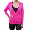 BALENCIAGA HOT PINK CARDIGAN WITH MOTO CROSS BUTTONS - SIZE M