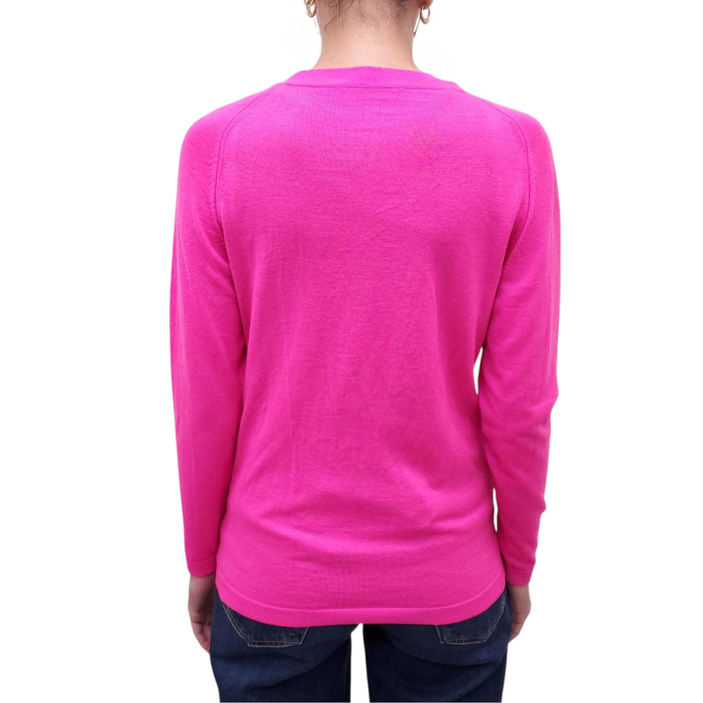 BALENCIAGA HOT PINK CARDIGAN WITH MOTO CROSS BUTTONS - SIZE M