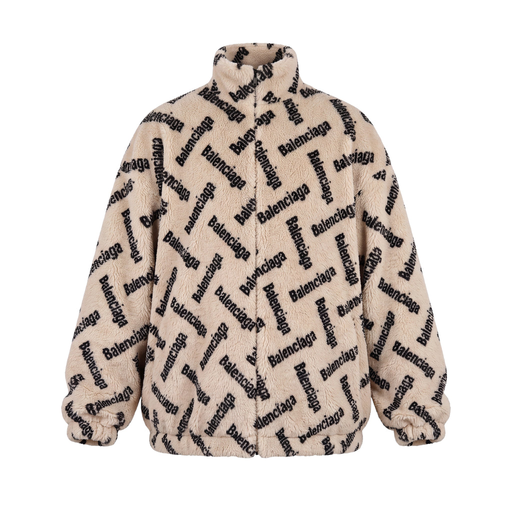 BALENCIAGA LOGO TEDDY JACKET - SIZE 42