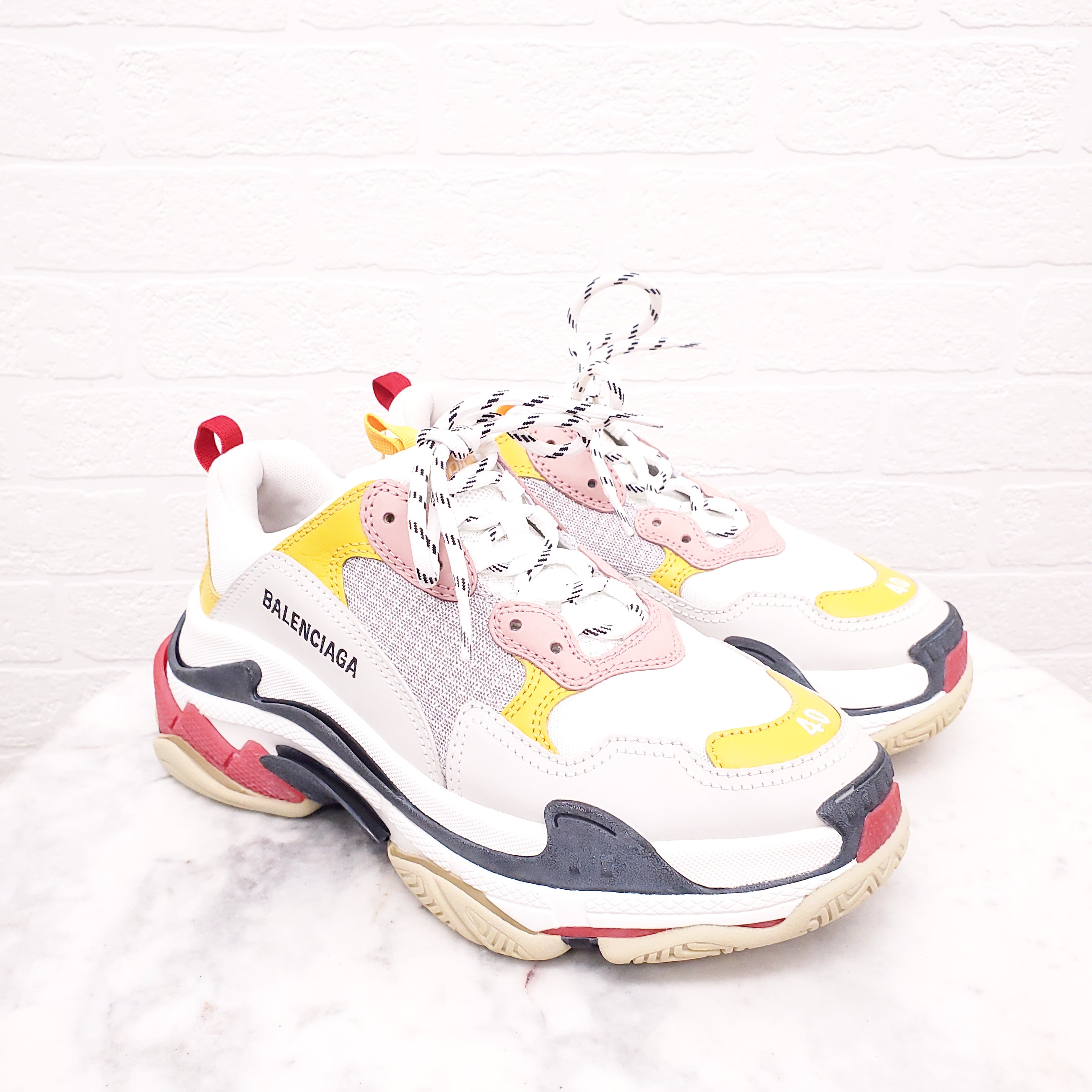 BALENCIAGA MESH/ROSE FLUO CLEAR SOLE SNEAKERS - SIZE 40