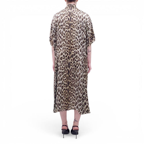 BALENCIAGA OVERSIZED LEOPARD SILK JACQUARD DRESS - SIZE 1 (S)