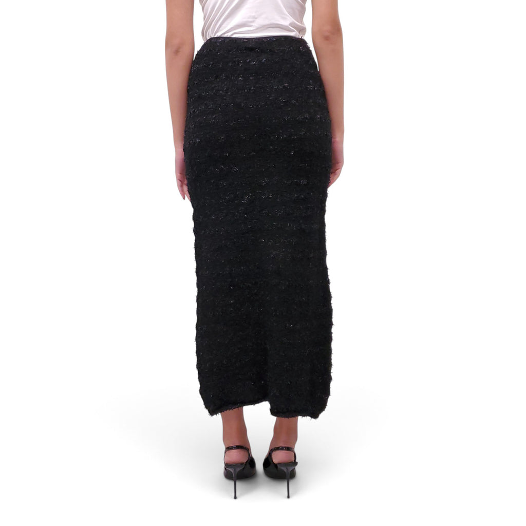 BALENCIAGA PATTERNED METALLIC SKIRT WITH GOLD LOGO BUTTONS - SIZE S