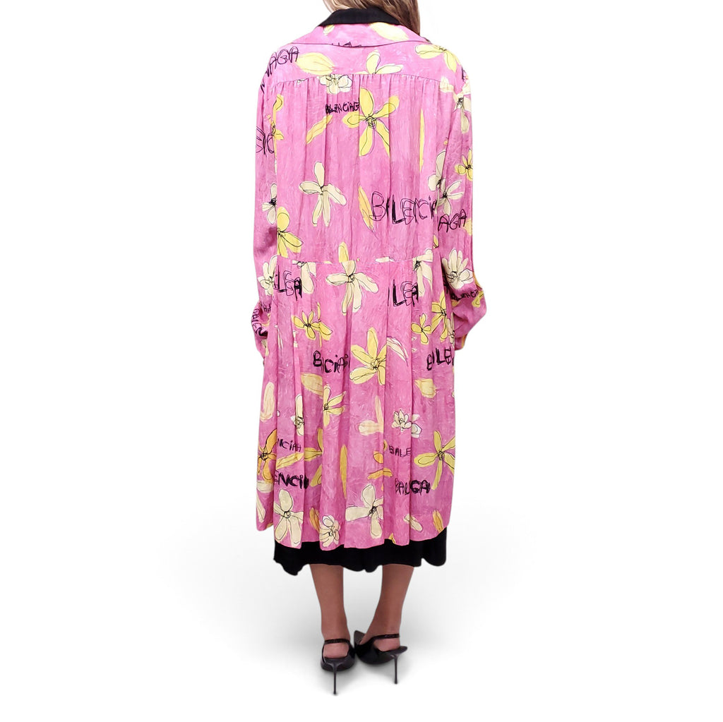 BALENCIAGA PINK AND YELLOW FLORAL MAXI DRESS - SIZE 36