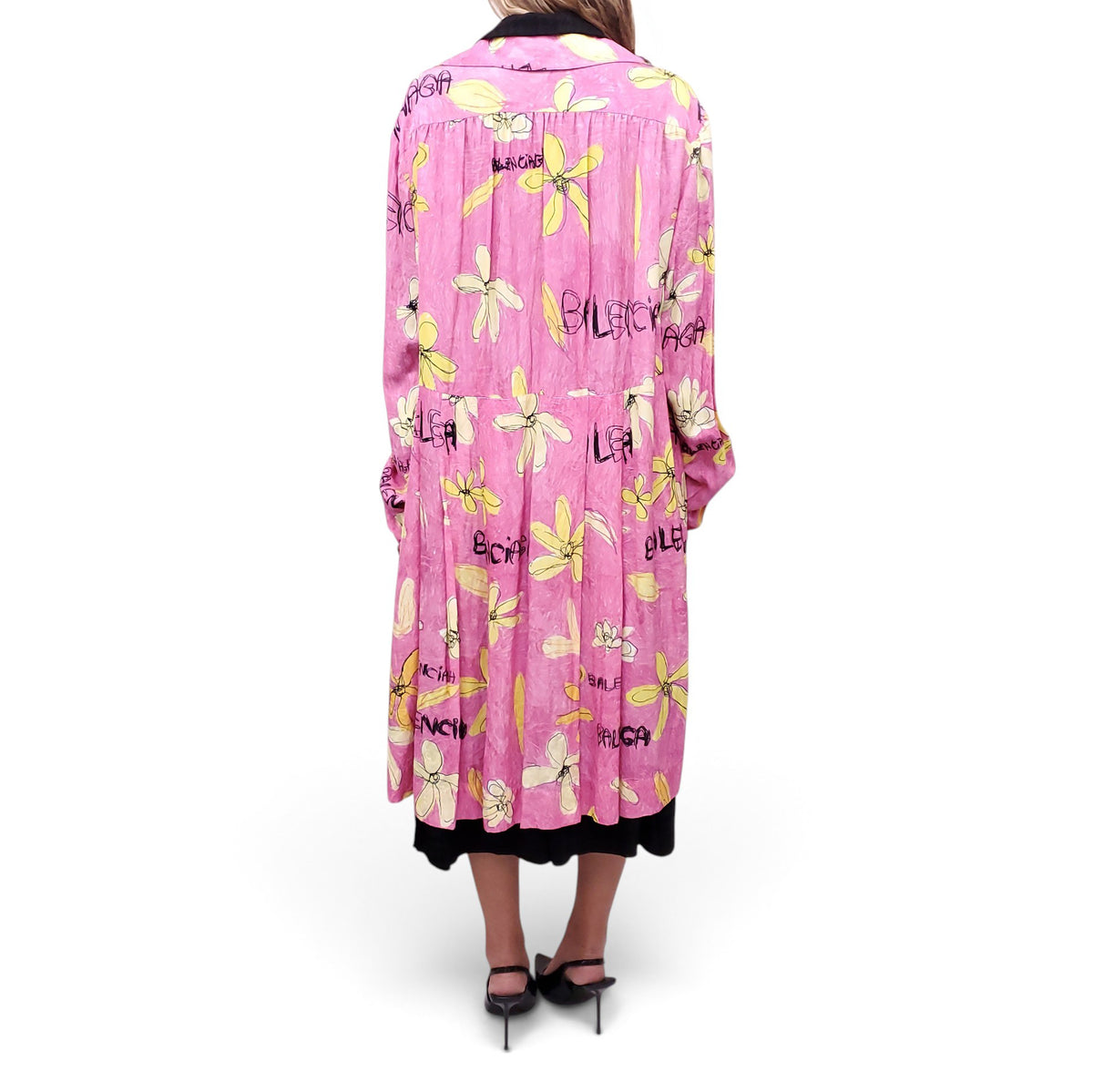 BALENCIAGA PINK AND YELLOW FLORAL MAXI DRESS - SIZE 36