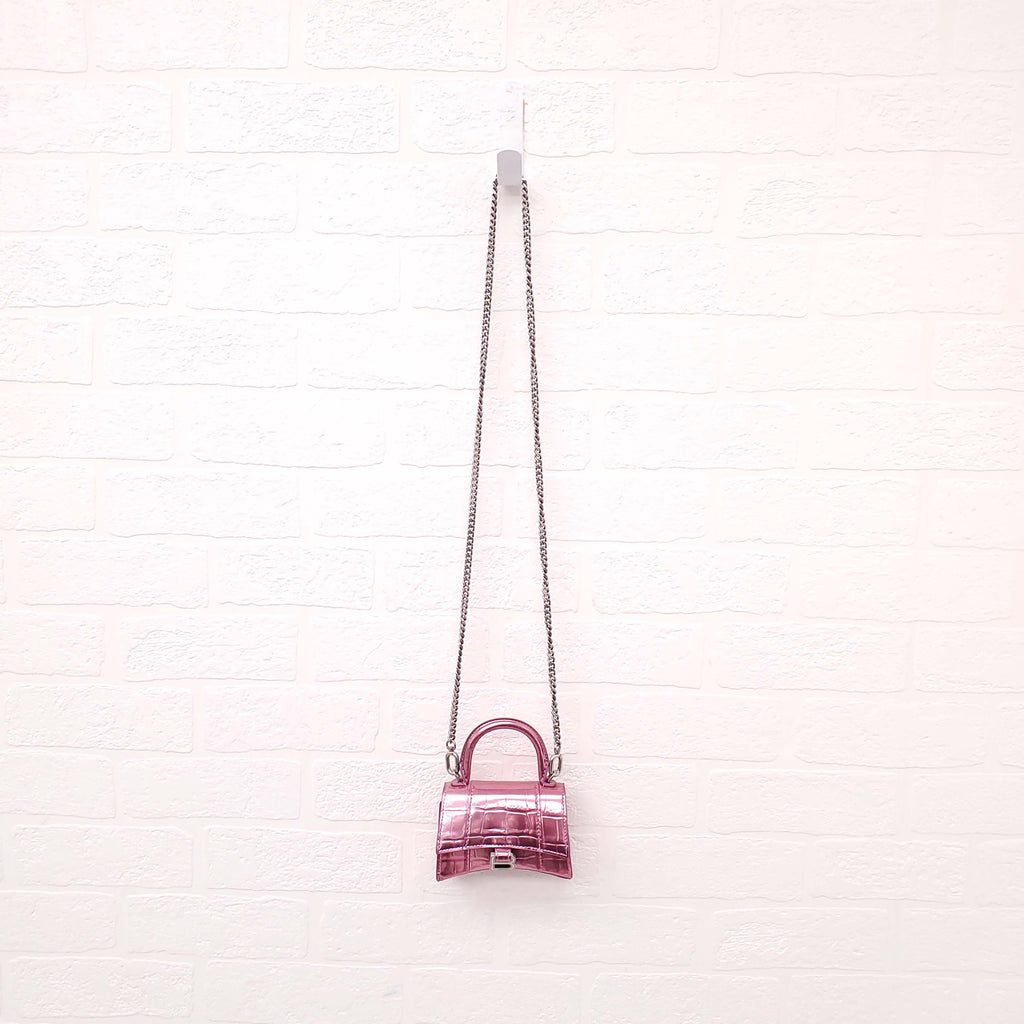 BALENCIAGA PINK HOURGLASS EXTREME MINI CROSSBODY BAG