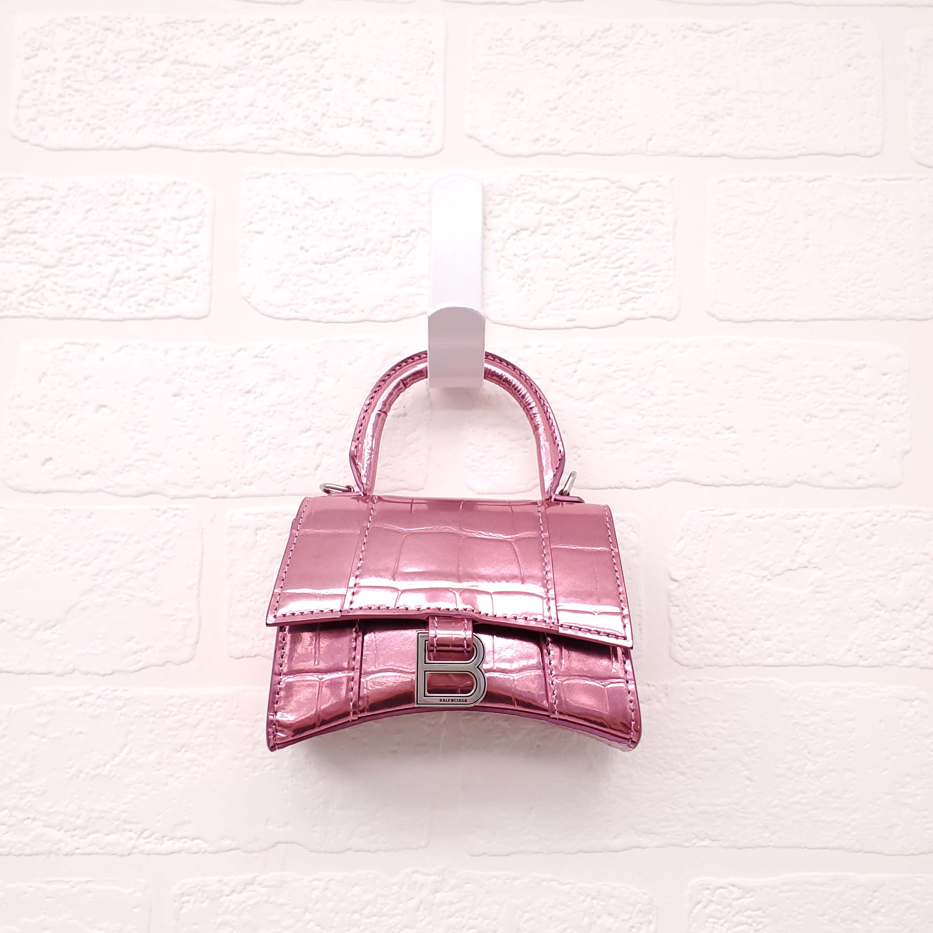 BALENCIAGA PINK HOURGLASS EXTREME MINI CROSSBODY BAG