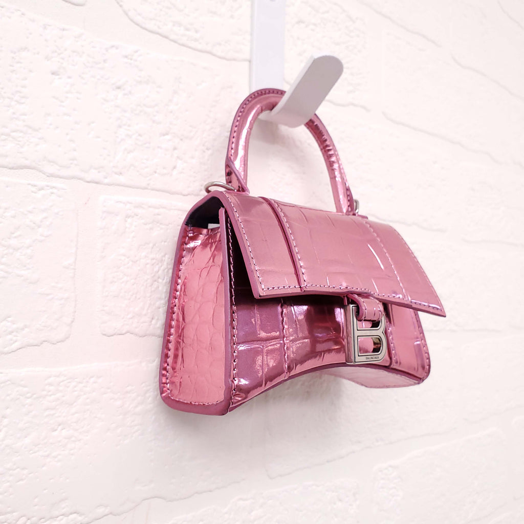 BALENCIAGA PINK HOURGLASS EXTREME MINI CROSSBODY BAG
