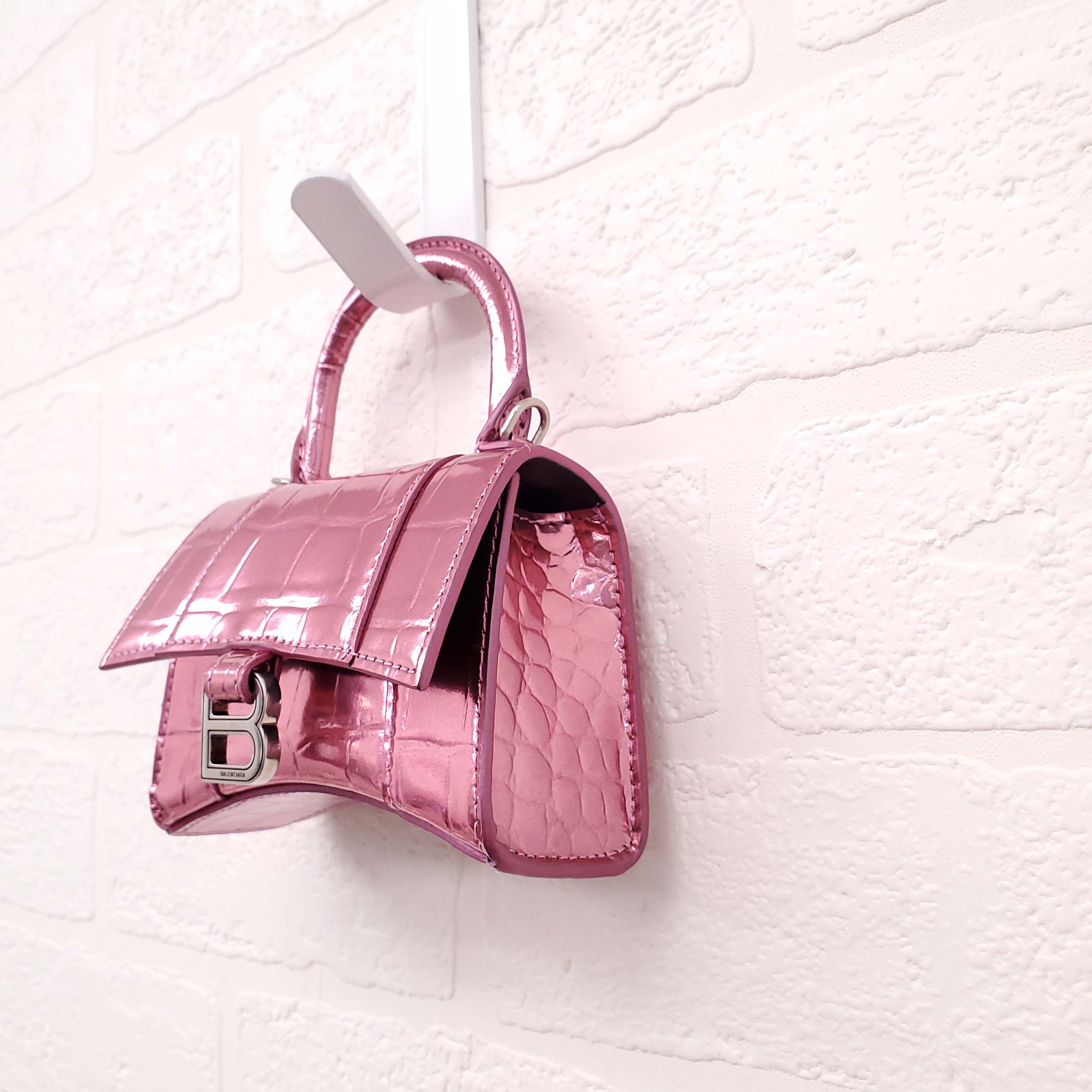 BALENCIAGA PINK HOURGLASS EXTREME MINI CROSSBODY BAG