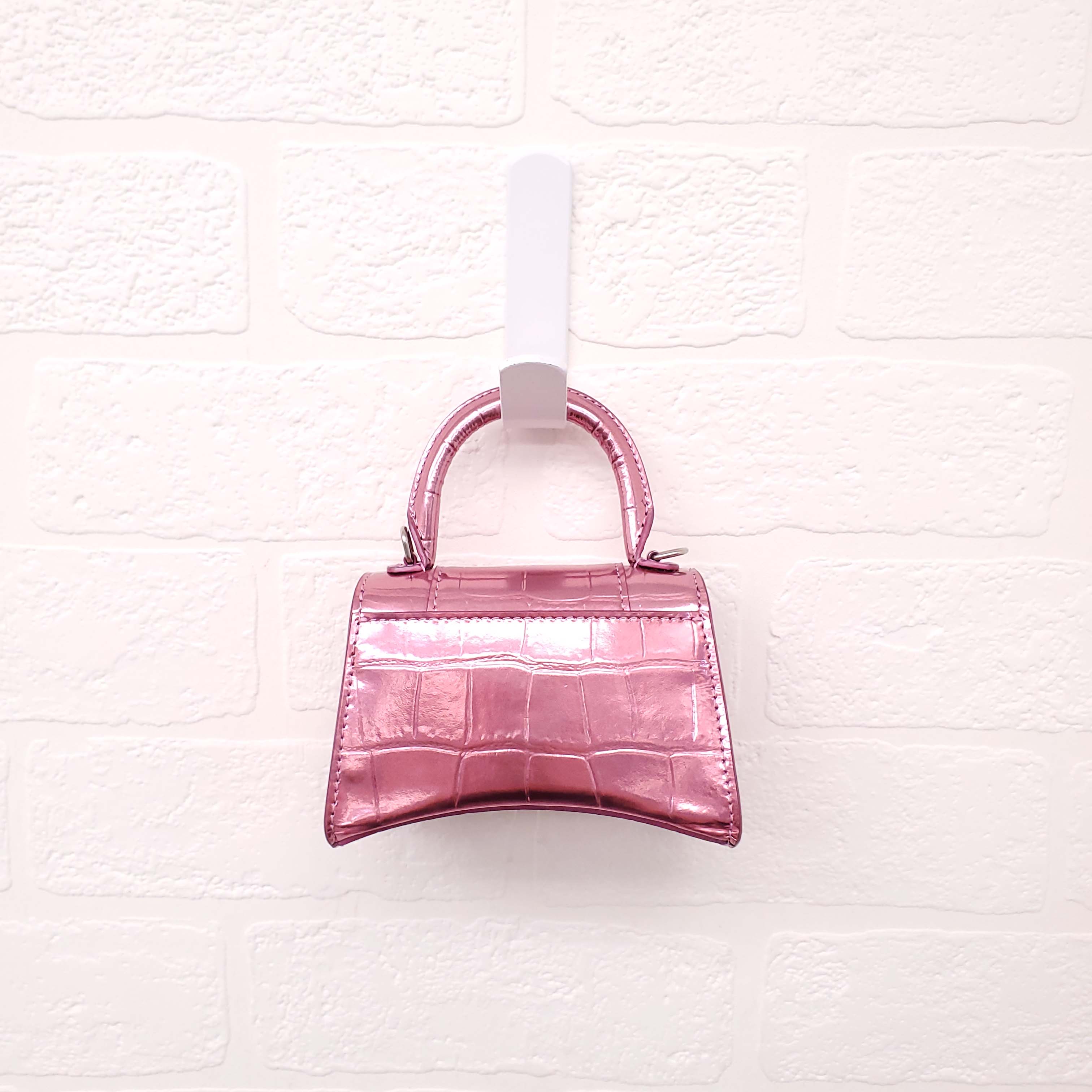BALENCIAGA PINK HOURGLASS EXTREME MINI CROSSBODY BAG