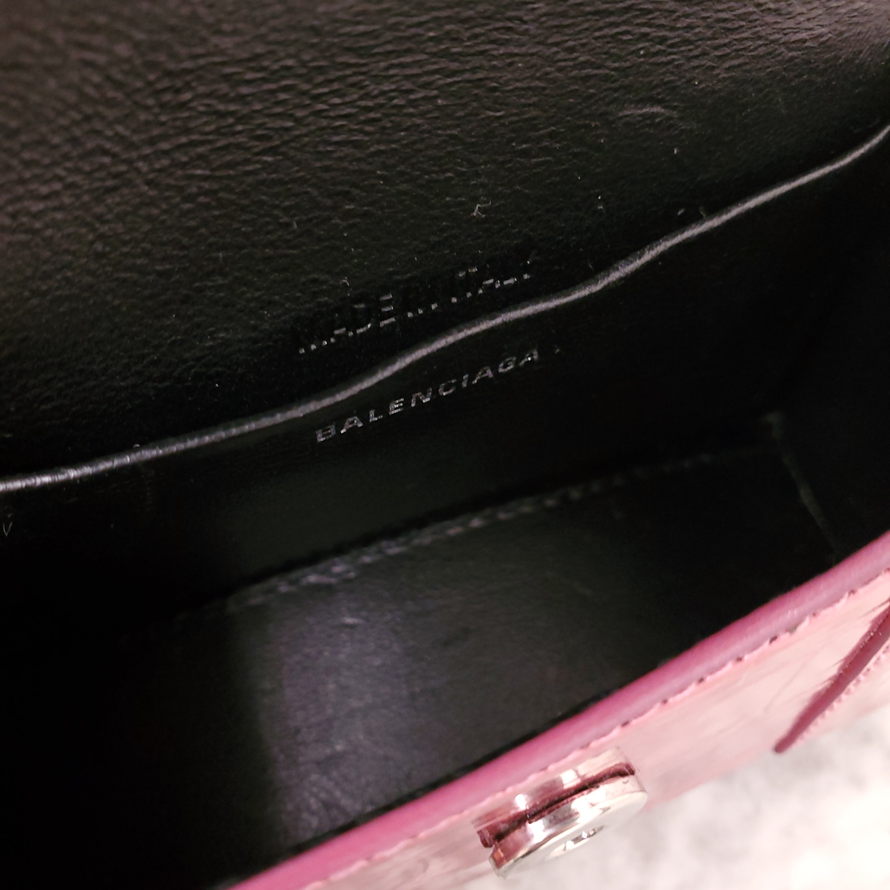 BALENCIAGA PINK HOURGLASS EXTREME MINI CROSSBODY BAG