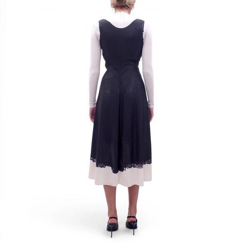 BALENCIAGA PRINTED 'TROMPE L'OEIL LACE' BLACK AND WHITE DRESS - SIZE 38