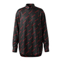 BALENCIAGA RED AND BLACK LOGO OVERSIZED BLOUSE - SIZE 36
