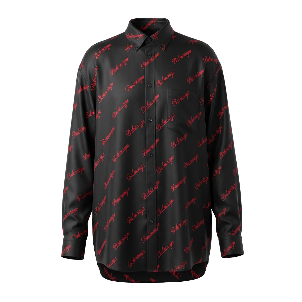 BALENCIAGA RED AND BLACK LOGO OVERSIZED BLOUSE - SIZE 36
