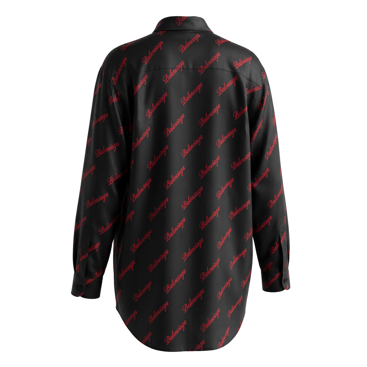 BALENCIAGA RED AND BLACK LOGO OVERSIZED BLOUSE - SIZE 36