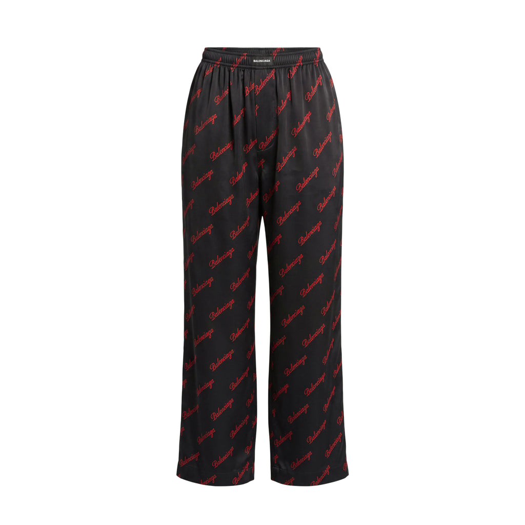 BALENCIAGA SILK LOGO TROUSERS - SIZE 38