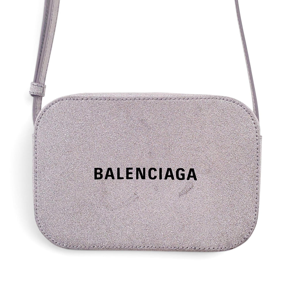 BALENCIAGA SILVER SPARKLE CAMERA BAG