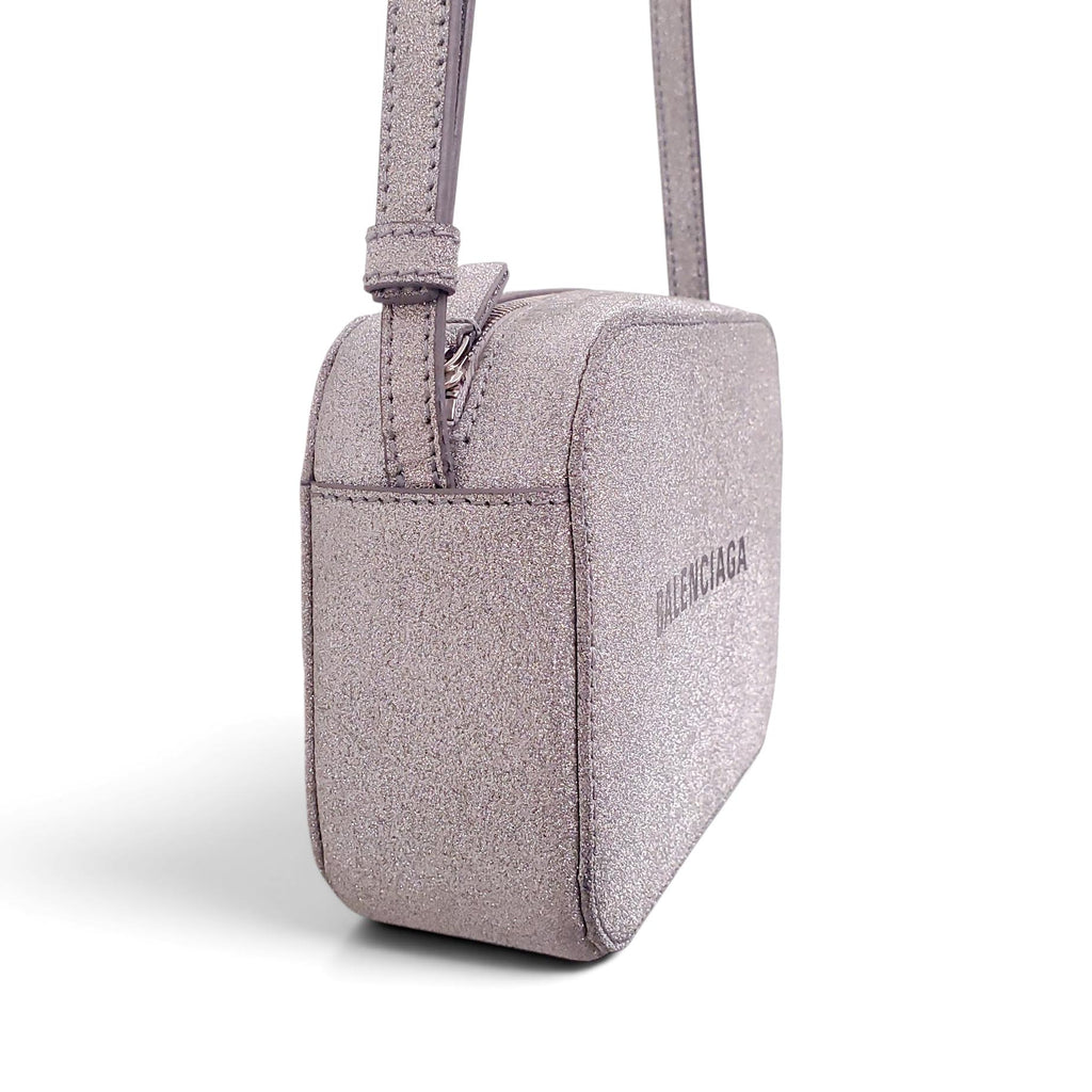 BALENCIAGA SILVER SPARKLE CAMERA BAG