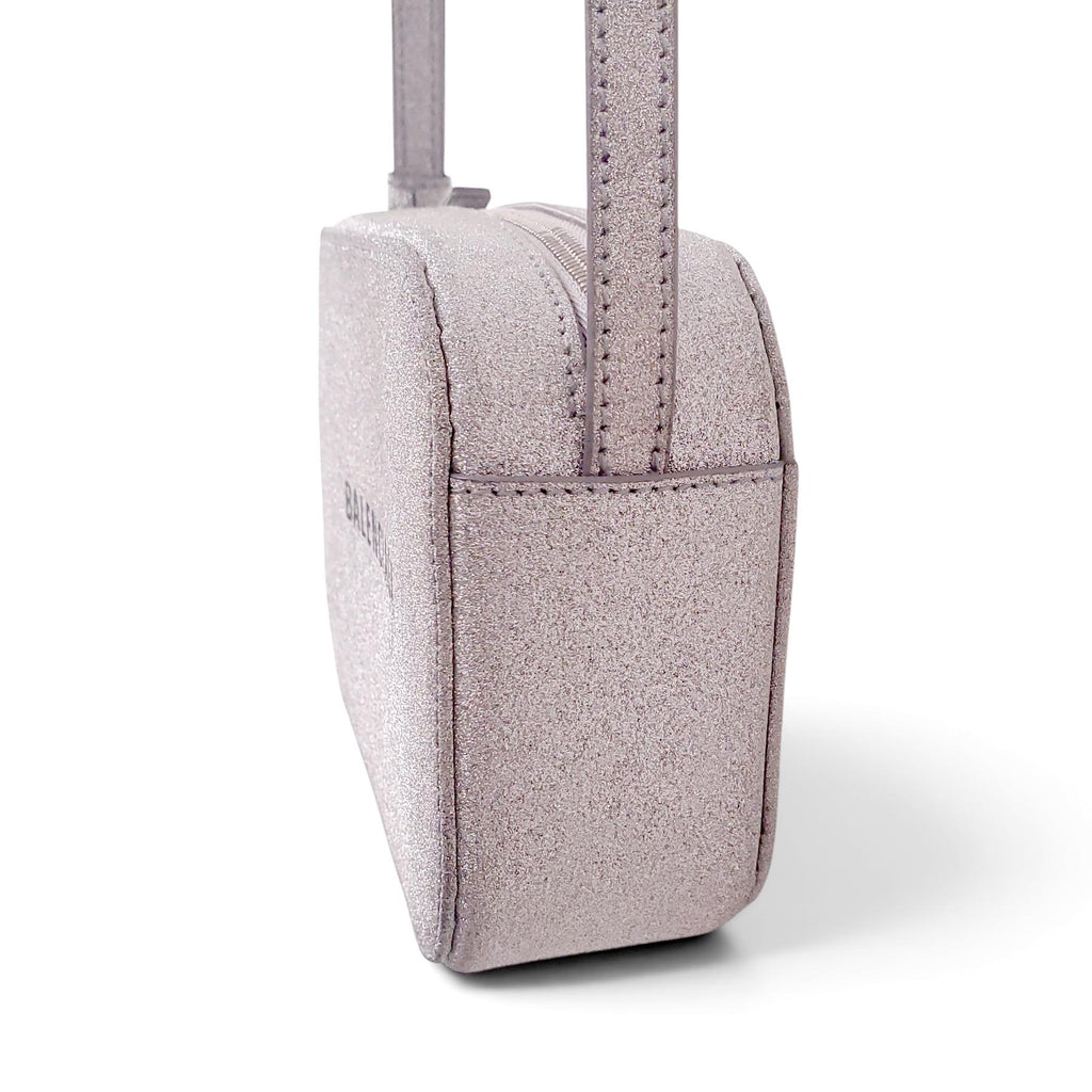 BALENCIAGA SILVER SPARKLE CAMERA BAG