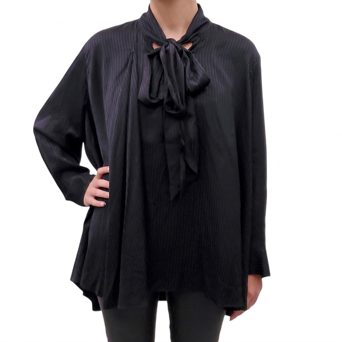 BALENCIAGA STRIPED OVERSIZED BLOUSE  - SIZE 38