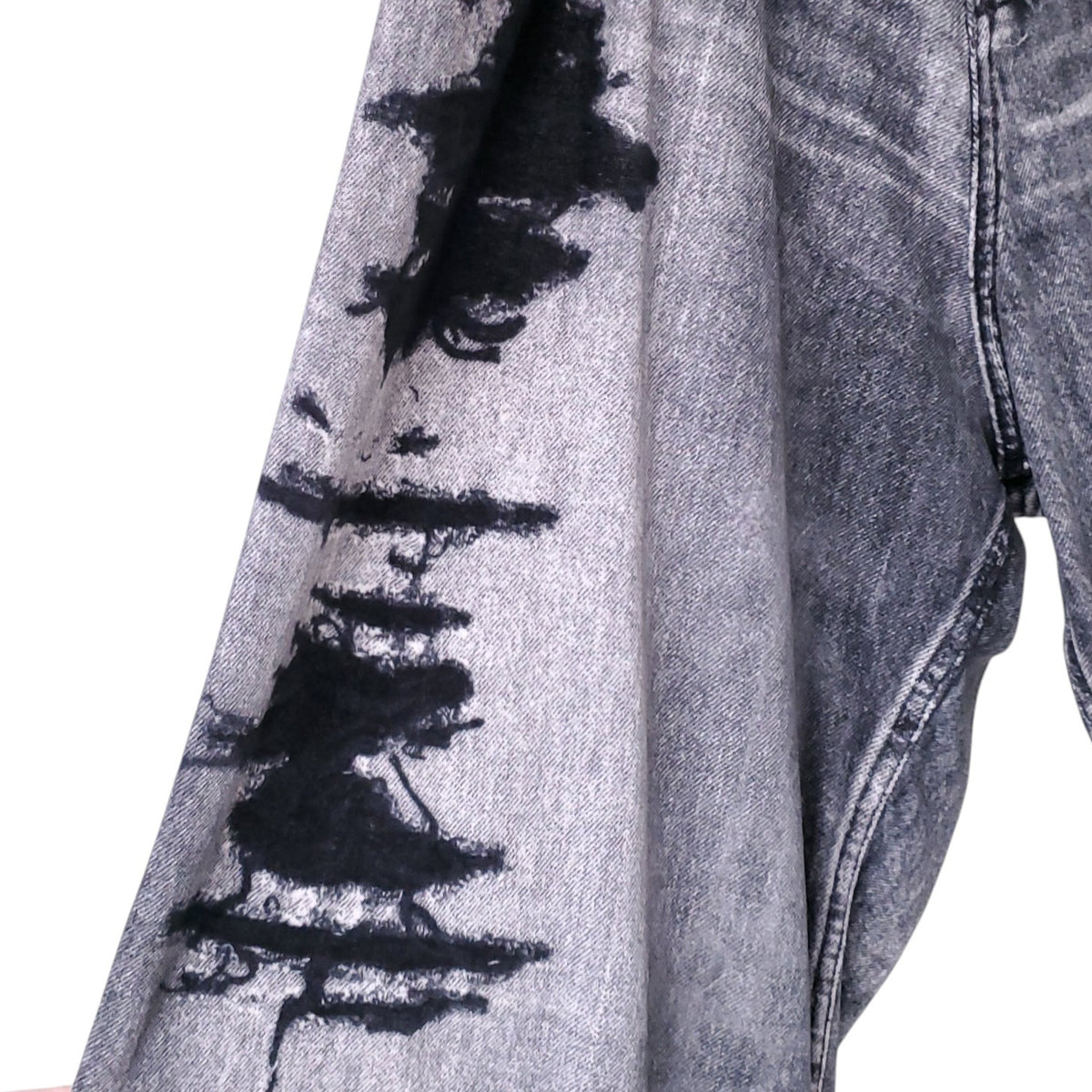 BALENCIAGA VELVET DENIM EFFECT WIDE LEG TROUSERS - SIZE M