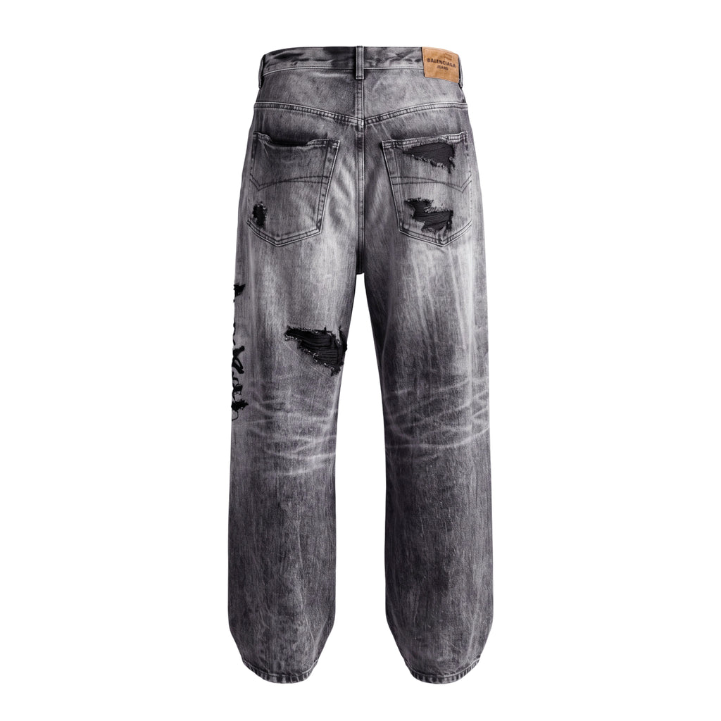 BALENCIAGA VELVET DENIM EFFECT WIDE LEG TROUSERS - SIZE M