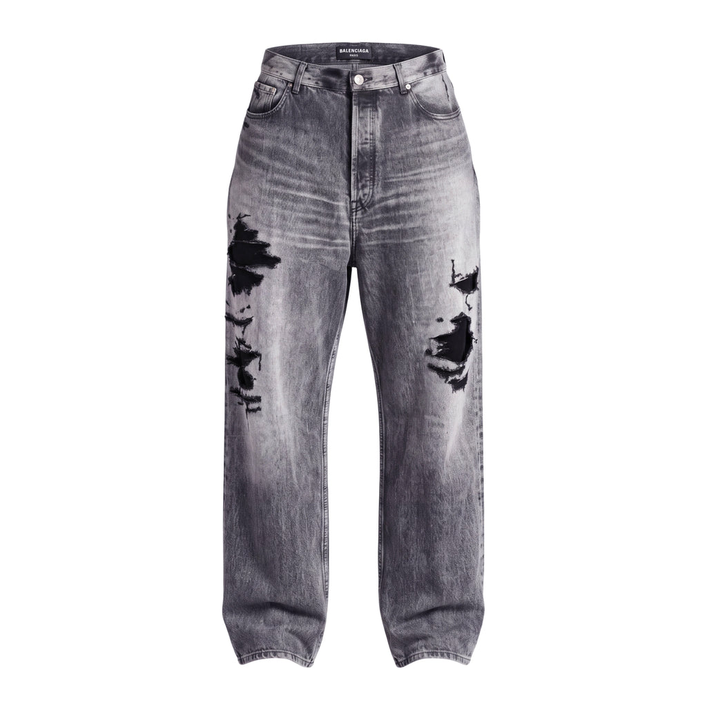 BALENCIAGA VELVET DENIM EFFECT WIDE LEG TROUSERS - SIZE M