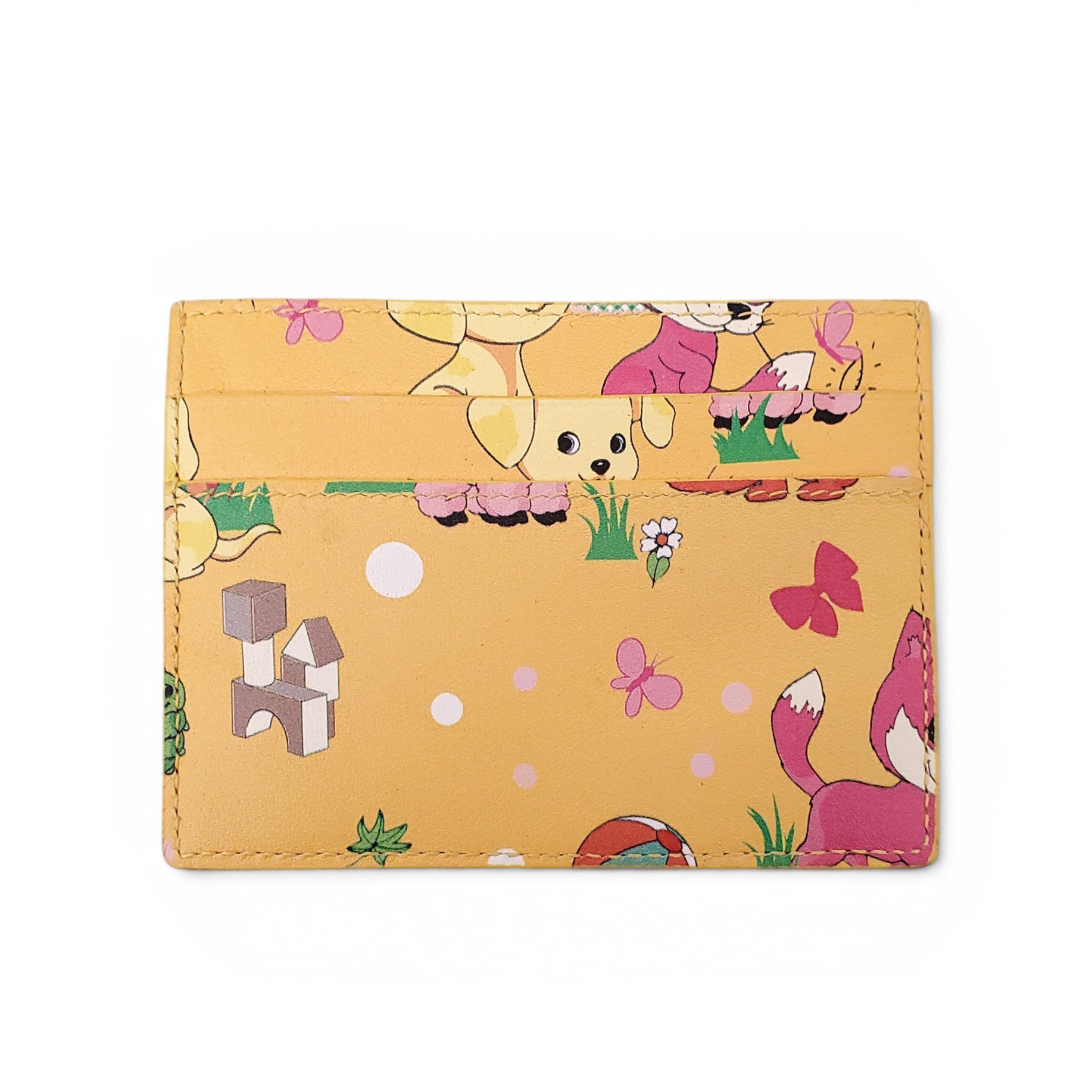 BALENCIAGA YELLOW PUPPIES PRINT CARD HOLDER
