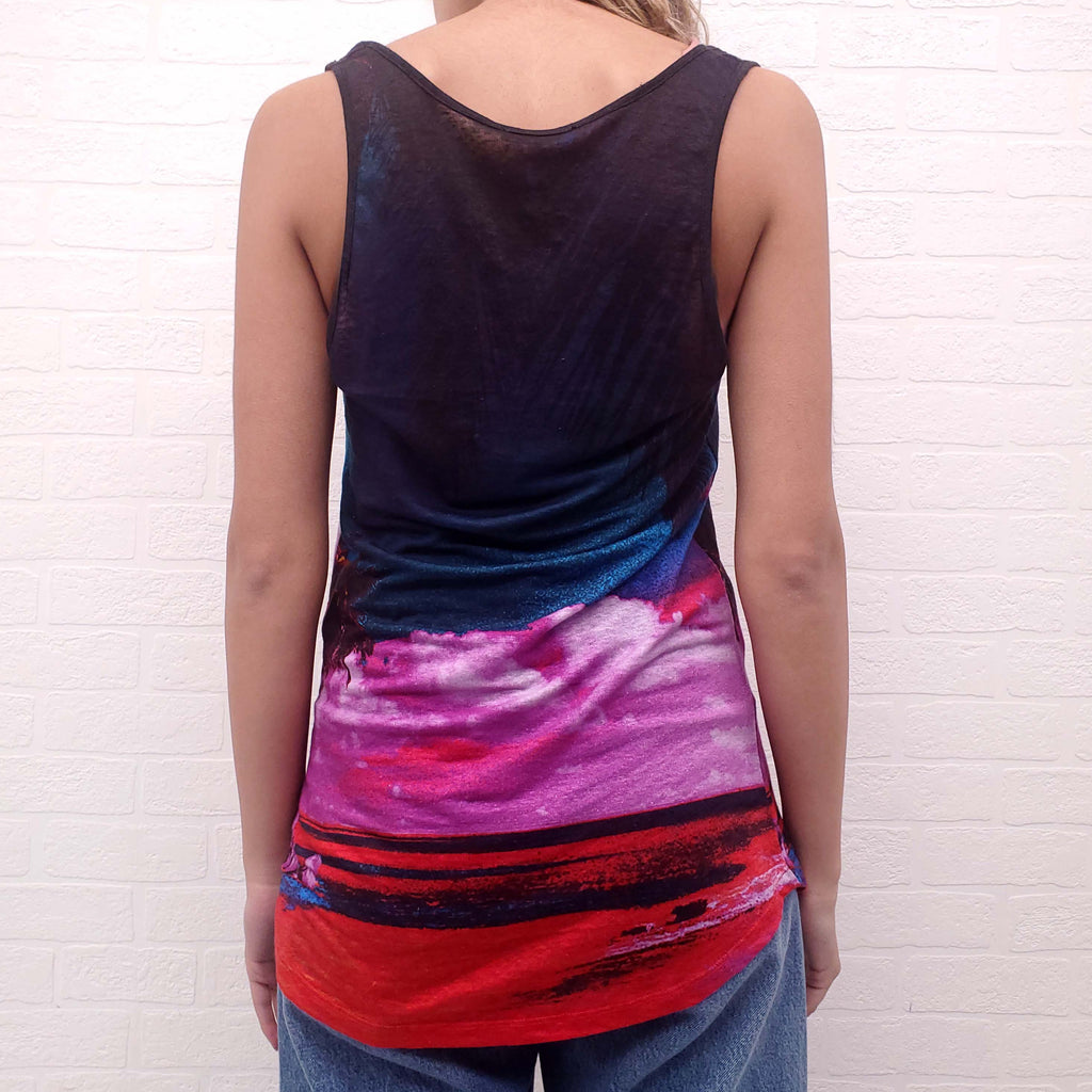 BALMAIN BEACH PRINT LOGO TANK TOP - SIZE 34