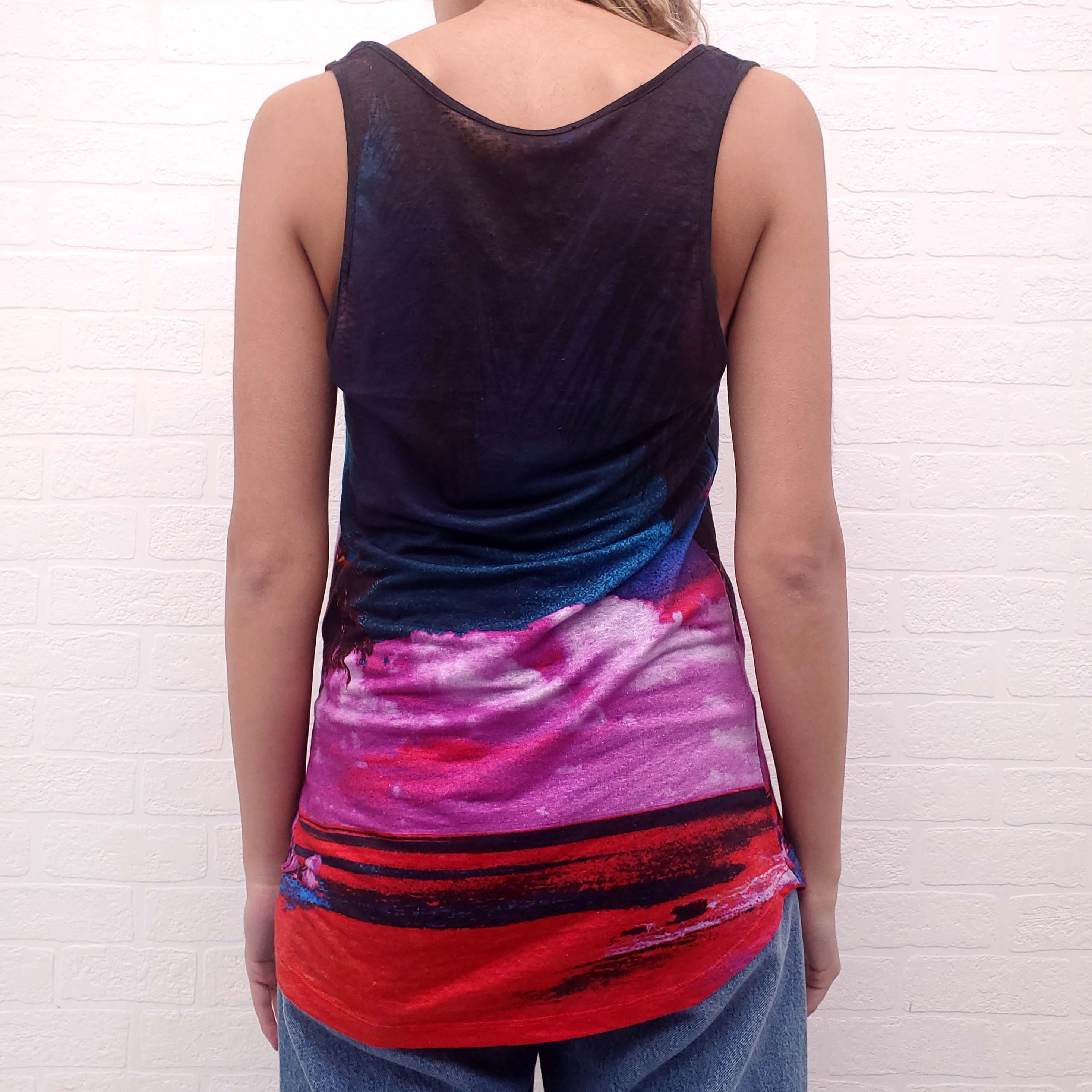 BALMAIN BEACH PRINT LOGO TANK TOP - SIZE 34