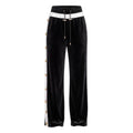 BALMAIN BLACK AND WHITE VELVET LOGO BUTTON TROUSERS - SIZE 38