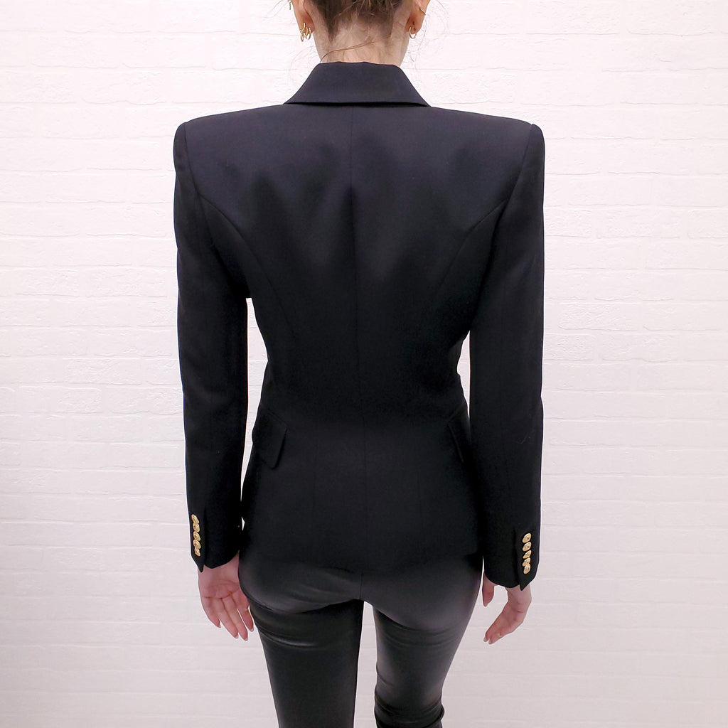 BALMAIN BLACK BLAZER WITH GOLD BUTTONS - SIZE 36