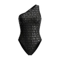 BALMAIN BLACK LOGO PRINTED ONE-PIECE SWIMSUIT - SIZE 34