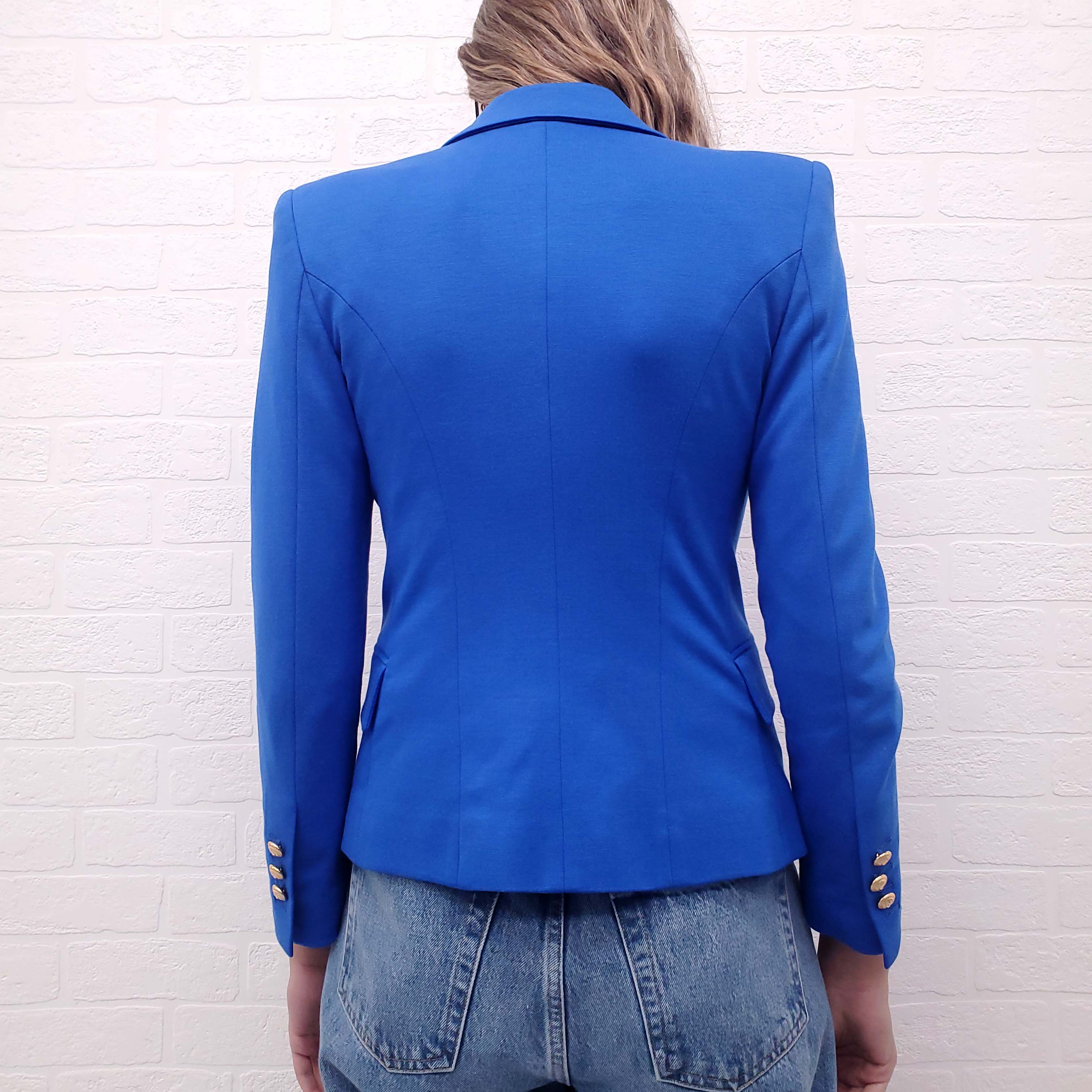 BALMAIN BLUE BLAZER WITH GOLD LOGO BUTTONS - SIZE 12Y/XXS WOMENS