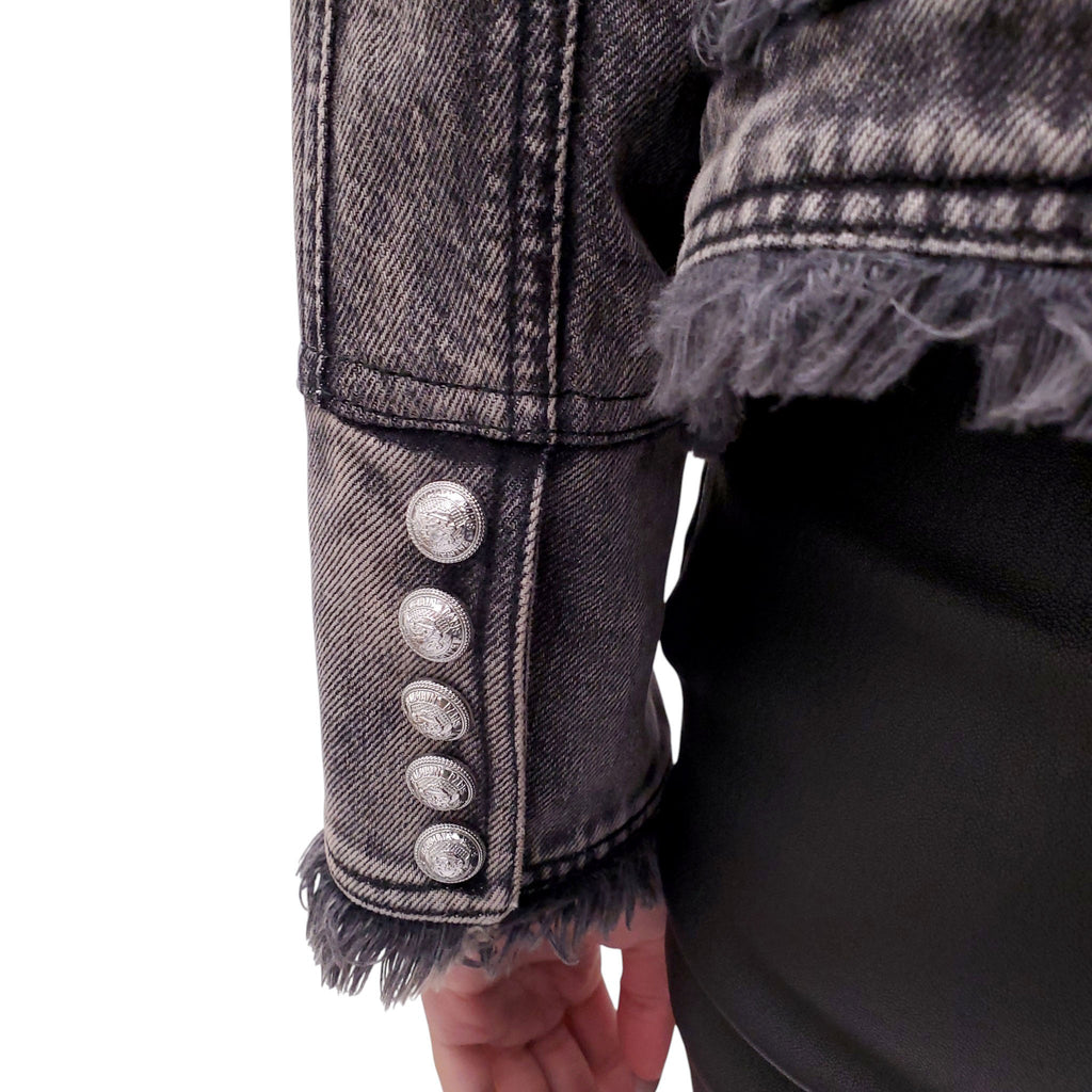 BALMAIN CRYSTAL DENIM JACKET - SIZE 38