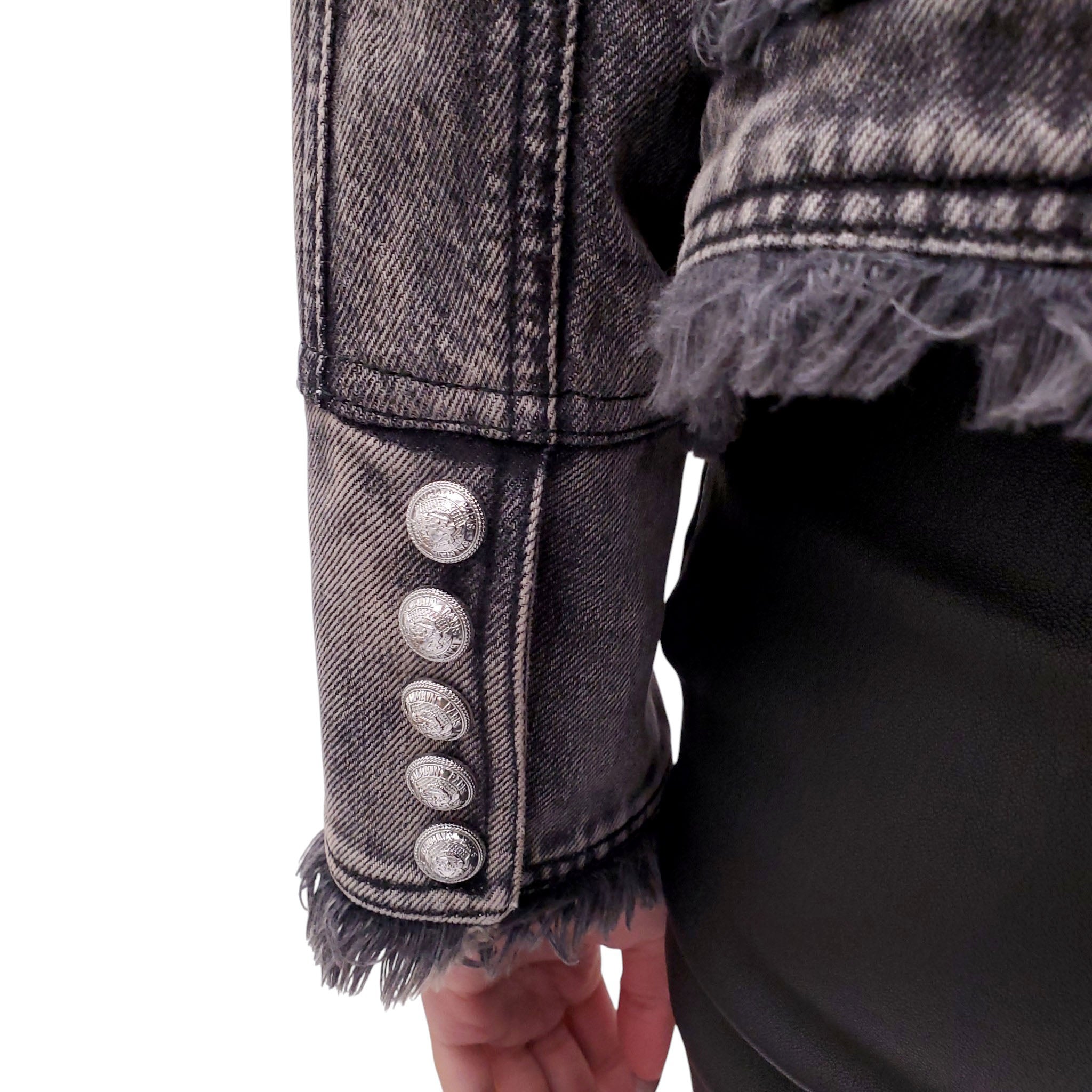 BALMAIN CRYSTAL DENIM JACKET - SIZE 38