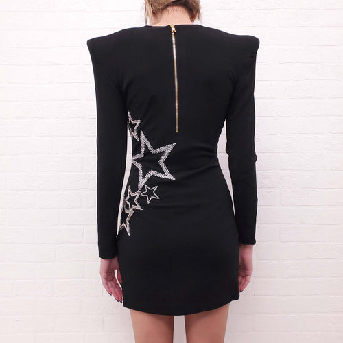 BALMAIN CRYSTAL STAR EMBELLISHED DRESS - SIZE 38