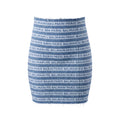 BALMAIN DISTRESSED LOGO DENIM SKIRT WITH GOLD ZIPPER DETAIL - SIZE 40