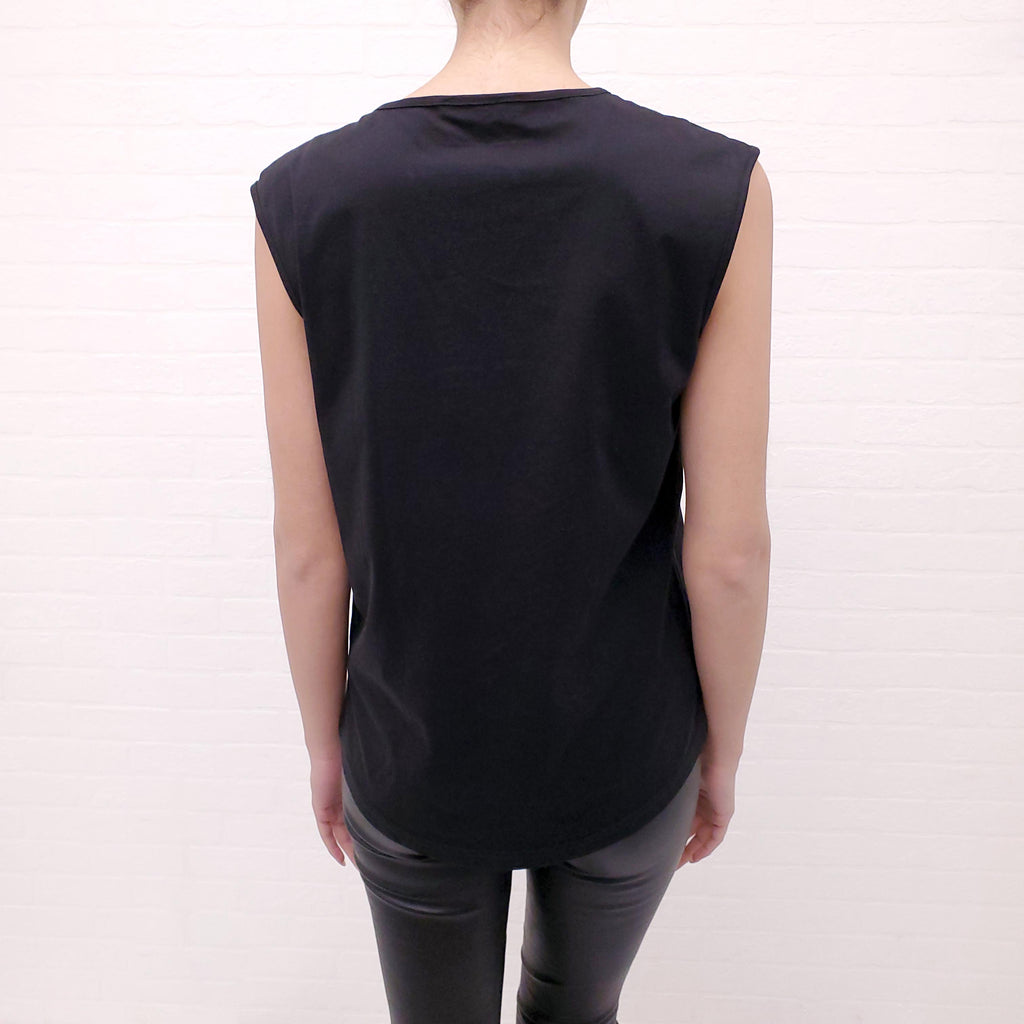 BALMAIN GOLD LOGO SLEEVELESS SHIRT WITH LOGO BUTTONS - SIZE M