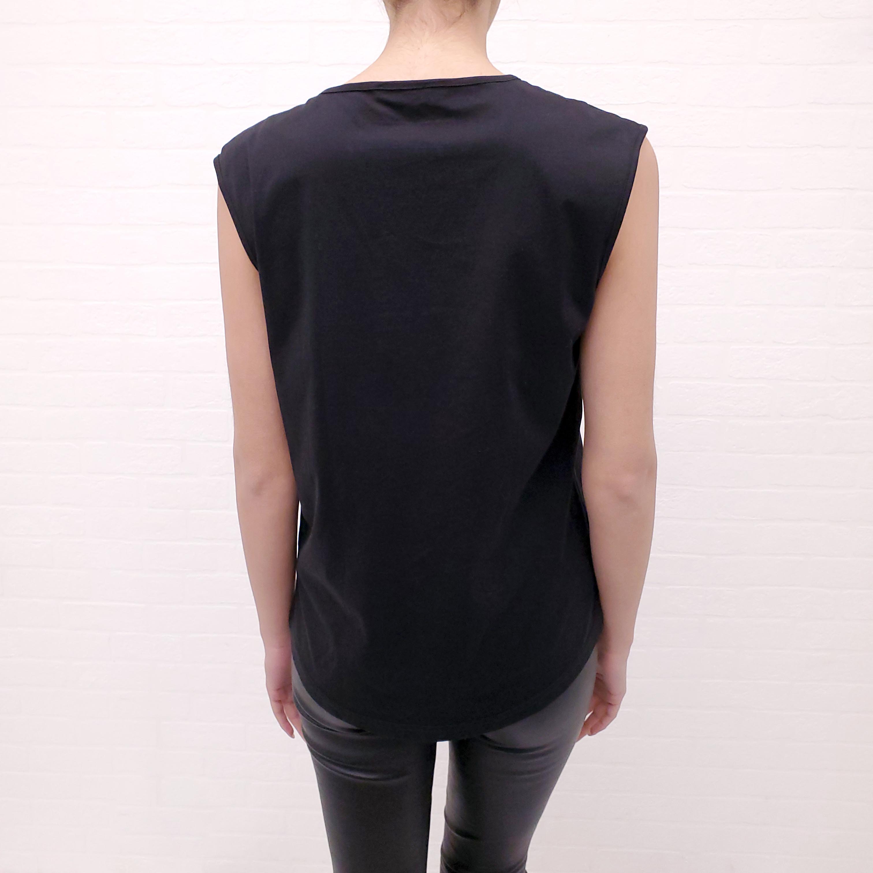 BALMAIN GOLD LOGO SLEEVELESS SHIRT WITH LOGO BUTTONS - SIZE M