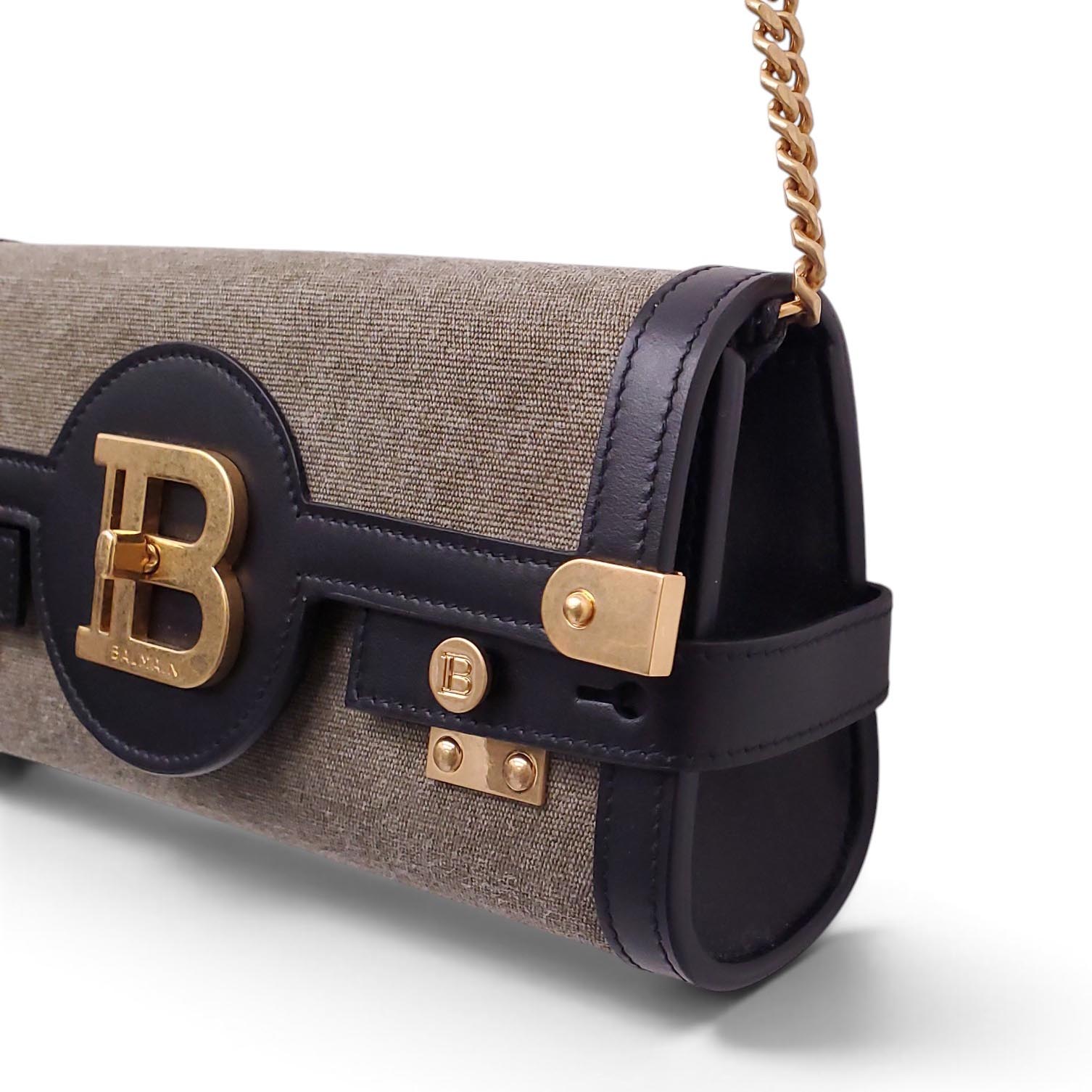 BALMAIN KHAKI LOGO BAG