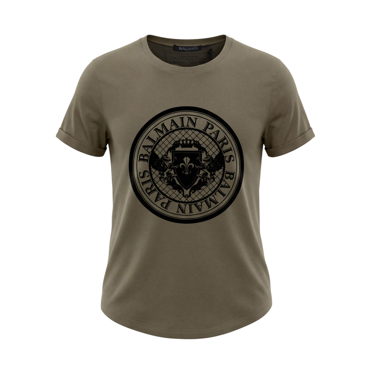 BALMAIN KHAKI LOGO TSHIRT - SIZE M
