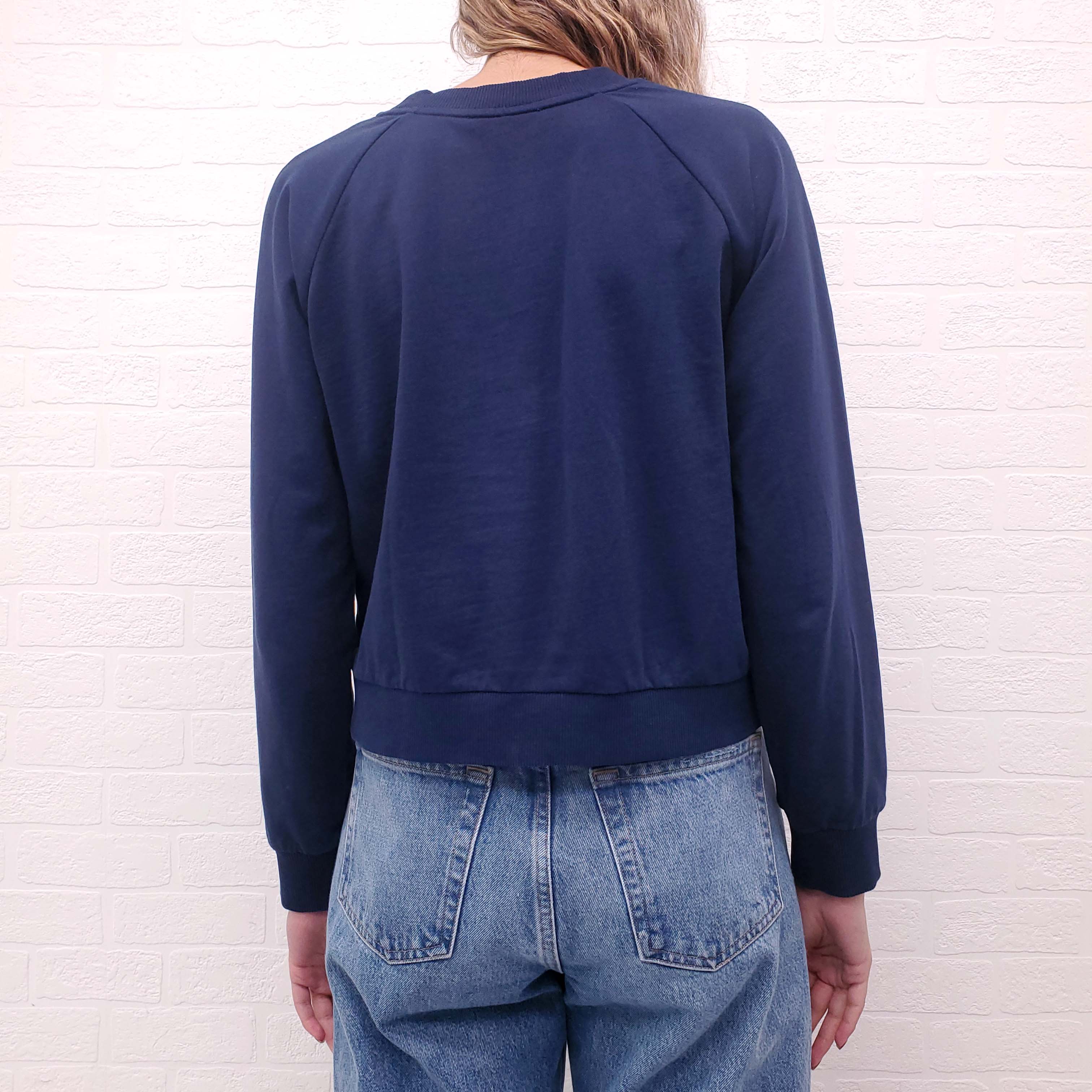 BALMAIN NAVY AND RED LOGO STAR SWEATSHIRT - SIZE 40