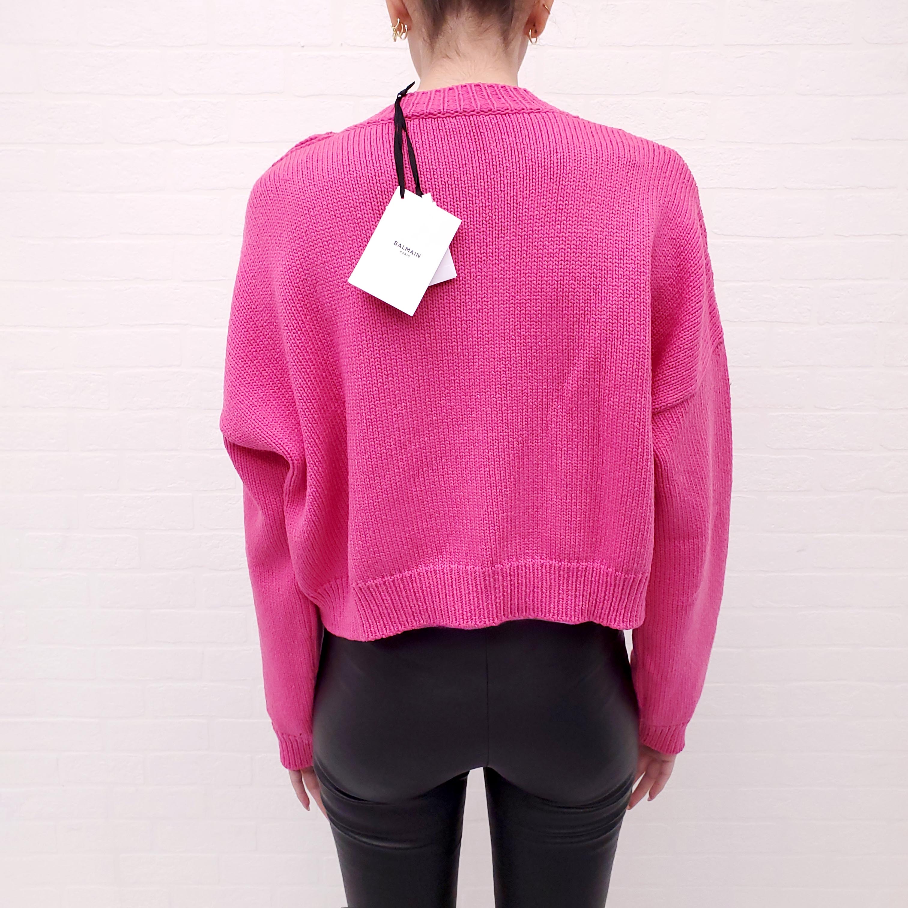BALMAIN PINK LOGO SWEATER - SIZE 38