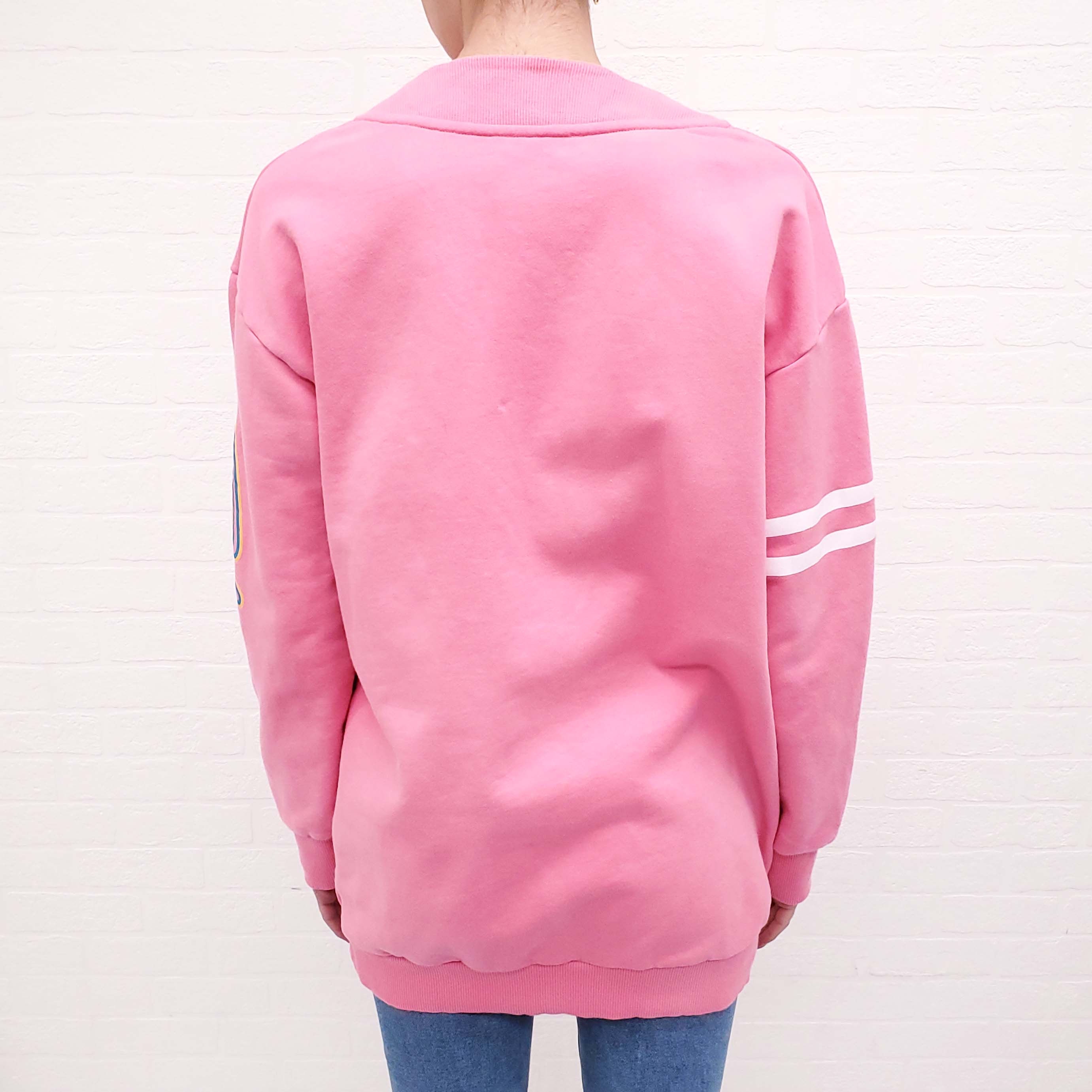 BALMAIN PINK OVERSIZED SWEATSHIRT CARDIGAN WITH LOGO BUTTONS - SIZE 36