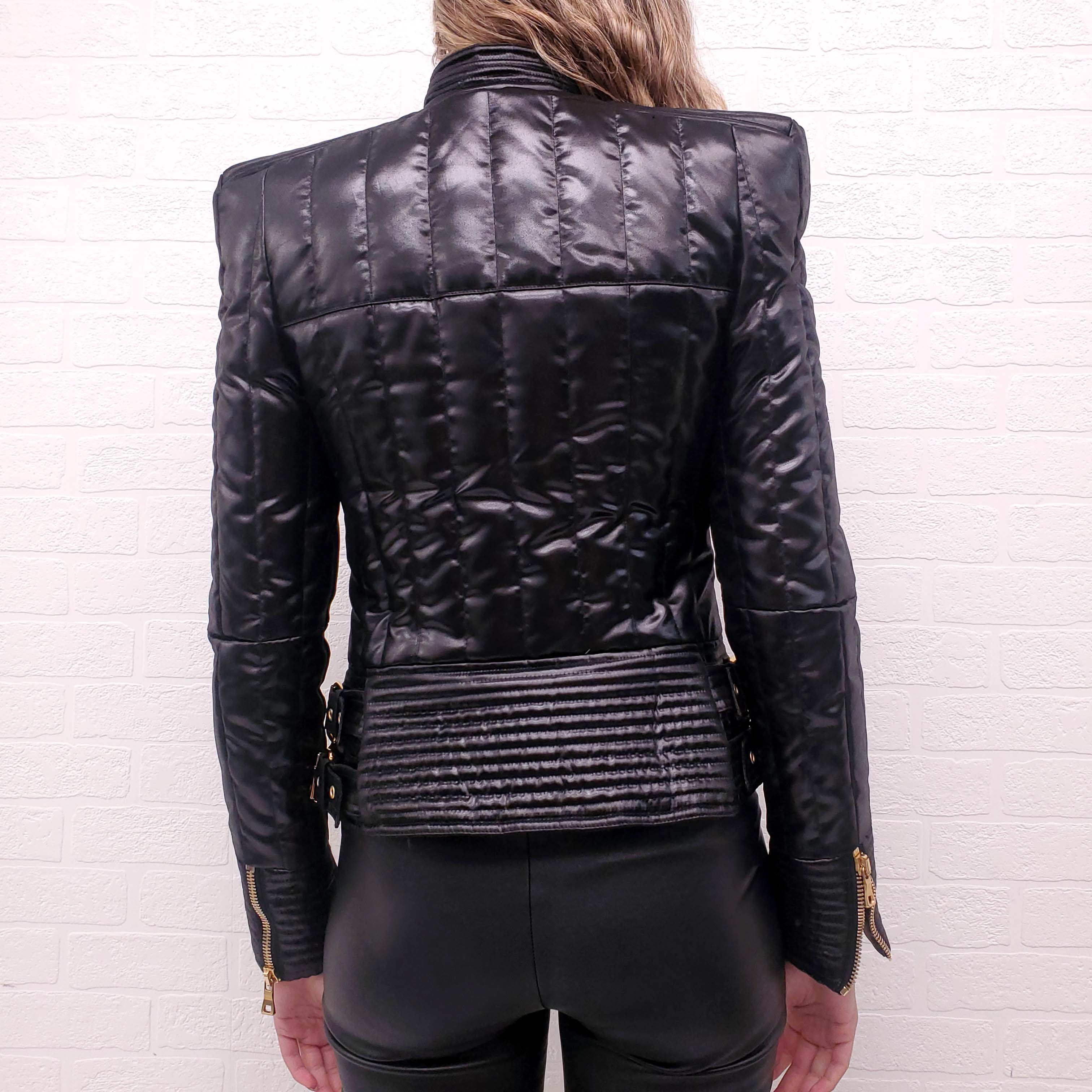 BALMAIN PUFFER JACKET WITH GOLD ZIPPERS - SIZE 40