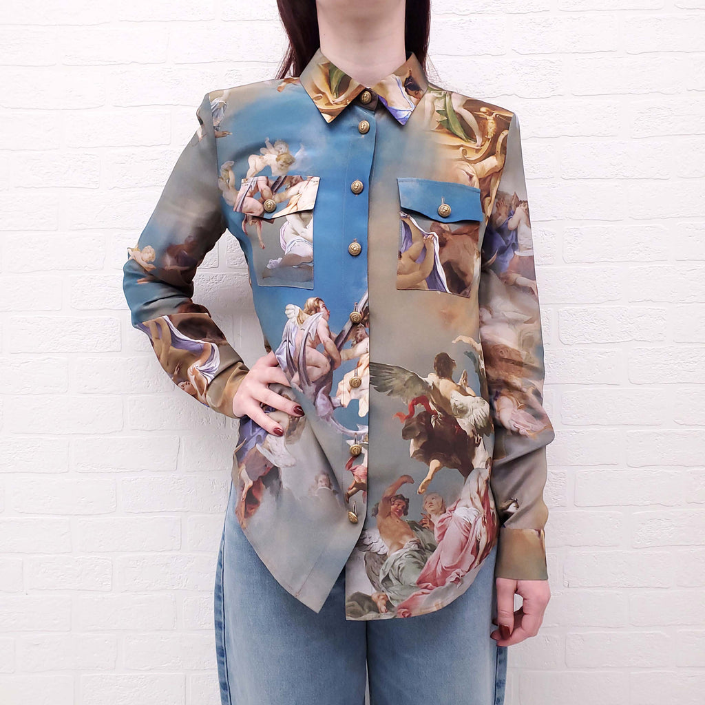 BALMAIN ANGEL BUTTON UP BLOUSE - SIZE 40